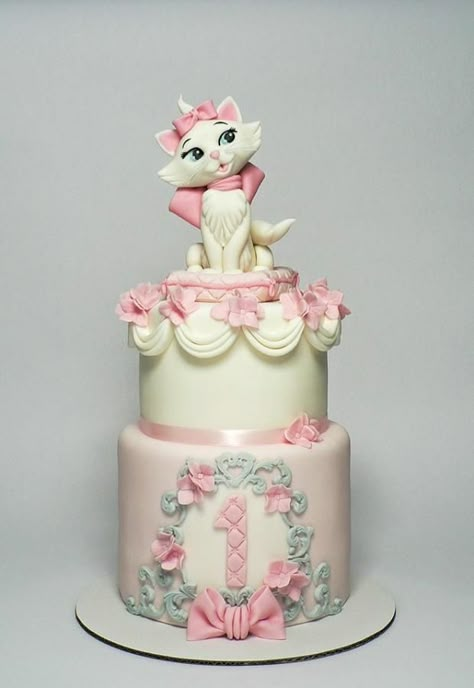 Pink Aristocat cake - cake by Martina Matyášová Aristocrats Birthday Cake, Kitten Cake, Cake For Kids, Rodjendanske Torte, Kitten Birthday Party, Birthday Cake For Cat, Elegant Birthday Cakes, Cat Birthday Party