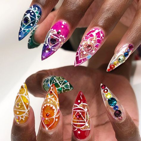 Chakra Nail Art, Chakra Nails, Acrylic Nails Spring Break, Nails Coffin Spring, Nails Spring Break, Nails Acrylic Spring, Spring Nails Coffin, Vanessa Cooper, Nails 2020 Trends