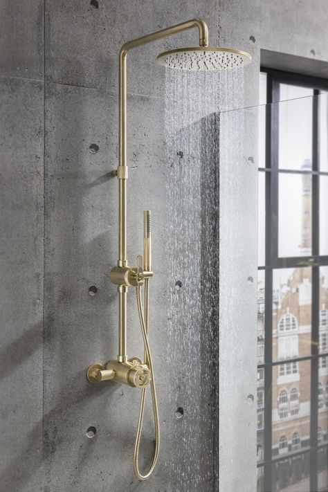 Brushed brass bathroom fixtures