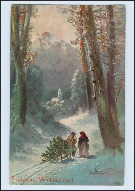 P3C55/ Weihnachten schöne AK 1906 sign: FB | eBay Winter Art Painting Vintage Christmas, Old Winter Paintings, German Christmas Cards, Vintage Winter Painting, Winter Vintage Painting, Old Time Christmas, Vintage Christmas Photos, Tree Home, Winter Szenen