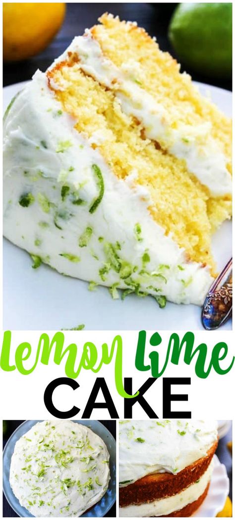 This LEMON LIME LAYER CAKE is just perfect for spring and summer. This gorgeous cake has layers of lemon cake frosted with a lime buttercream. #cake #lemoncake #lime Lemon Lime Cake, Lime Buttercream, Holiday Candies, Everyday Cakes, Texas Sheet, Candy Ideas, Lime Cake, Desserts Cake, Lime Recipes