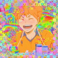 Kidcore Anime, Rainbow Anime, Indie Anime, Kidcore Wallpaper, Glitch Core, Hinata Shoyo, Emo Art, Anime Printables, Anime Titles