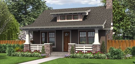 Mascord Plan 1176 -The Aumsville Bungalow Cottage, Bungalow Style House, Exposed Rafters, Bungalow Style House Plans, Bathroom Floor Plans, Craftsman Bungalow, Bungalow Homes, Dormer Windows, Bungalow House Plans