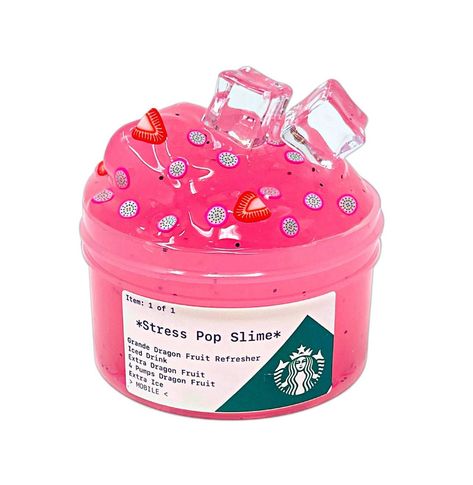 Pokémon Slime, Starbucks Dragon Fruit Refresher, Strawberry Slime, Dragon Fruit Refresher, Starbucks Slime, Slime Cute, Dragon Fruit Drink, Etsy Slime, Slime Texture