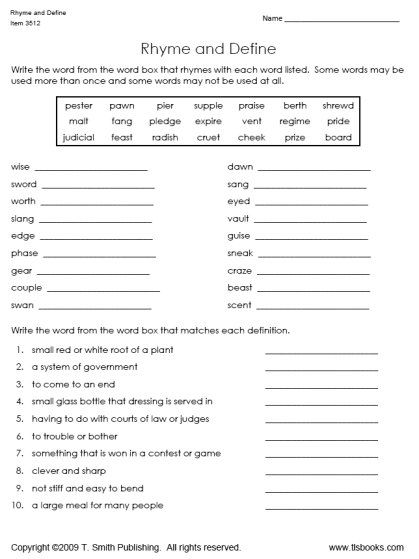 English Worksheets For Grade 5 5th Grade Grammar, 6th Grade English, Rhyming Words Worksheets, Sentences Worksheet, Rhyming Worksheet, 6th Grade Worksheets, 5th Grade Worksheets, Kindergarten Activity, Ela Worksheets