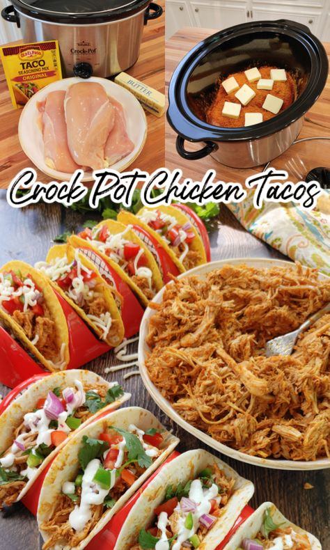 Chicken Taco Meat, Chocolate Texas Sheet Cake, Crock Pot Chicken Tacos, Pizza Braid, Chicken Tacos Easy, Chicken Tacos Crockpot, Texas Sheet, Taco Seasoning Packet, Crock Pot Tacos