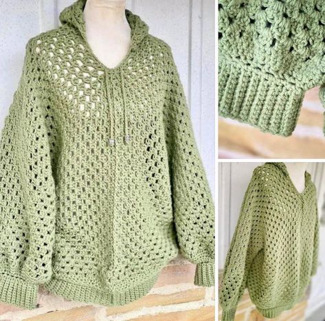 WOW ... absolutely gorgeous 👏 Perfect... - The Crochet ideas Jaket Crochet, Look Boho Chic, Hooded Cowl, Crochet Hoodie, Mode Crochet, Hoodie Pattern, Crochet Design Pattern, Crochet Clothing And Accessories, Crochet Clothes For Women