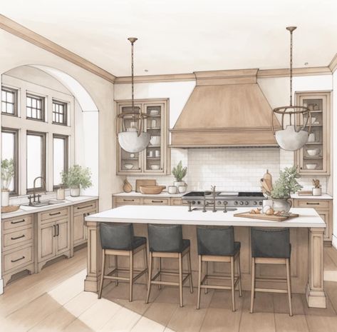 Kitchens 2024, Neutral Kitchen Designs, Country Kitchen Island, Luxurious Kitchens, Kitchen Design Styles, Lake House Kitchen, 2024 Kitchen, Diy Designs, Oak Kitchen Cabinets