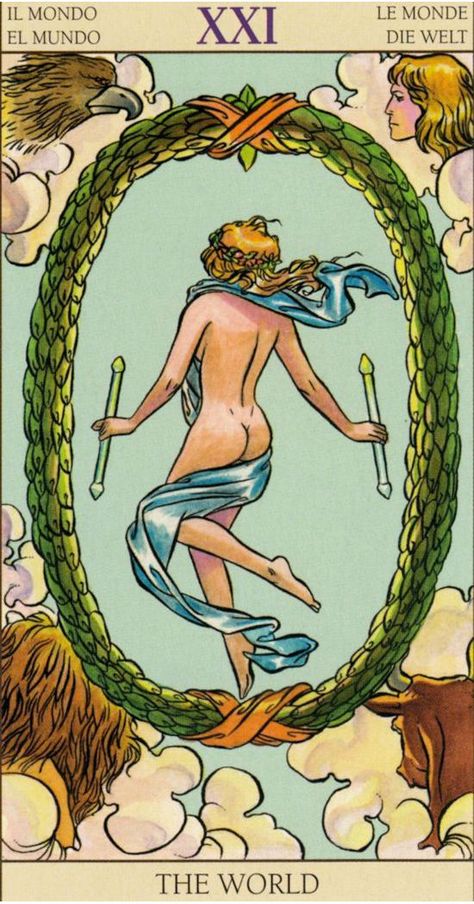 The World - Card from Tarot of the New Vision Deck The World Tarot Card, Tarot Decks Art, The World Tarot, All Tarot Cards, Rider Waite Deck, Rider Waite Tarot, Tarot Cards Art, Rider Waite, Tarot Card Meanings