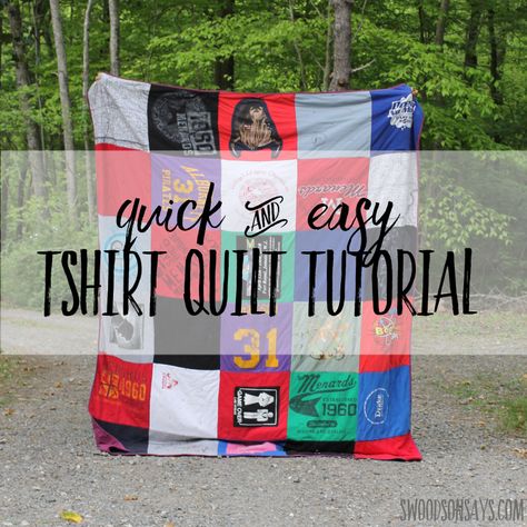 How to make a tshirt quilt without interfacing Diy Tshirt Quilt, Quilt From Old Clothes, Make A Tshirt Quilt, Tshirt Quilt Tutorial, Reusable Wrapping Paper, Tshirt Quilt Diy, Quilt Diy, Dog Bandana Pattern, Old Baby Clothes