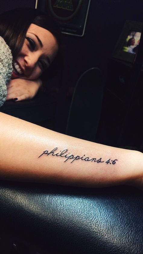 First tattoo! #philippians #tattoo #arm #ink #cursive Bible Verse On Arm Tattoo, Bible Quote Forearm Tattoos, Philippians Tattoo, Bible Verse Tattoos For Women On Arm, Verses Tattoos, Tat Placement, Tiny Drawings, Best Tattoo Fonts, Cursive Tattoo