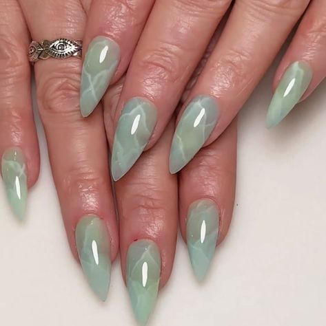 Jade Blue Nails, Blue Jade Nails, Jade Nails, Blue Jade, Blue Nails, Short Nails, Nail Inspo, Acrylic Nails, Hair Makeup