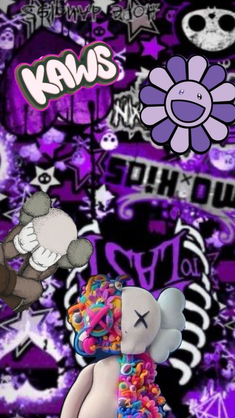 Kaws Doll Wallpaper, Grey Kaws Wallpaper, Purple Kaws Wallpaper, Wallpaper Iphone Kaws, Kaw Wallpaper, Kaws Aesthetic, Drippy Wallpapers, D Wallpaper Letter Cute, Pink Kaws