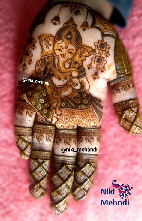 Ganesh Chaturthi Special Mehandi, Ganesh Mehndi Designs, Ganpati Mehndi Design, Elephant Mehendi, Mehendi Aesthetic, Mehndi Elements, Latest Mehndi Designs Wedding, Beautiful Simple Mehndi Design, Mehandhi Designs