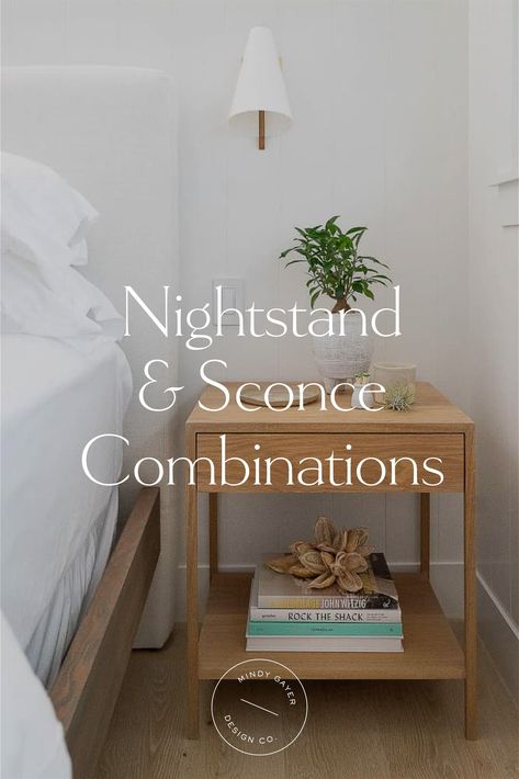 Bedside Table Scones, Sconces Over Nightstands, How To Style A Nightstand With Wall Sconces, Bedroom Wall Sconces Bedside Lighting Ideas, Sconces Bedroom Master Suite, Decorating Nightstands Bedroom, Bedroom Sconces Above Bed, Nightstand Lighting Ideas, Sconces Above Bed