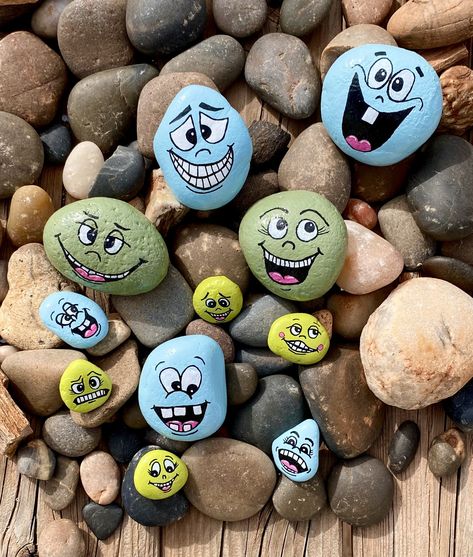 Houseplant Decor, Silly Face, Garden Rock Art, Rock Painting Tutorial, Diy Rock Art, Rock Garden Design, Painted Rocks Kids, Painted Rocks Craft, Painted Rocks Diy