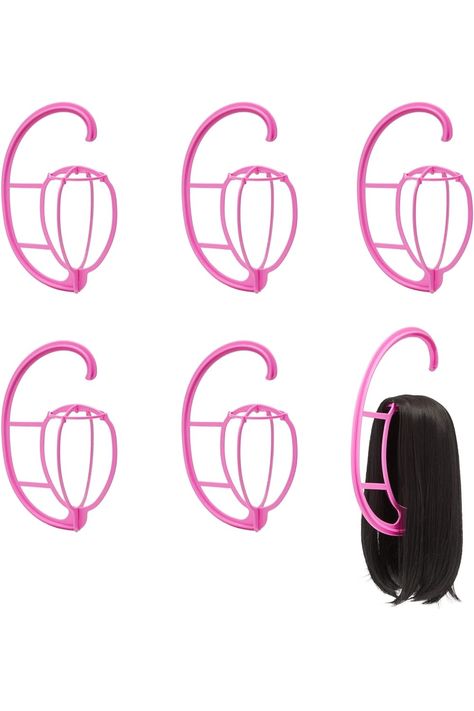 6-Pack Collapsible Wig Storage for Multiple Wigs - Plastic Hanging Wig Stands for Hair Pieces and Headware Accessories for Display and Closet Organization (Pink, 9.8x15 in) Wigs Storage Ideas, Headware Accessories, Wig Storage, Wig Ideas, Wig Stand, Women's Wigs, Crazy Hair, 6 Packs, Closet Organization