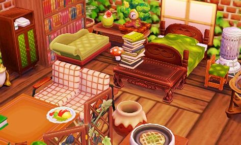 Int. Green and Brown Acnl Interior, Acnl House, Motif Acnl, Animal Crossing 3ds, Ac New Leaf, Animal Crossing New Leaf, Happy Home Designer, Qr Codes Animal Crossing, Rainbow Painting