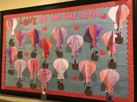 February Valentine’s Bulletin Board- LOVE IS IN THE AIR ❤️ Love Is In The Air Craft, Love Is In The Air Bulletin Board, Peanut Butter Rice Krispie Treats, February Valentines, Butter Rice, Door Decorations Classroom, Classroom Door, Rice Krispie, Valentine Day Crafts