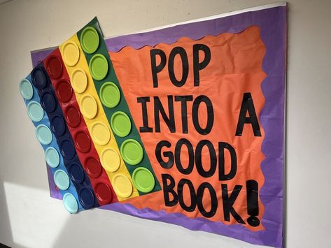 Pop It Bulletin Board Ideas, Pop Art Bulletin Board, Popsicle Bulletin Board Ideas, If You Give A Kindergartener A Pencil Bulletin Board, Anything Is Popsicle Classroom Door, Pastel Pop Bulletin Board, Kindergarten Door, Tk Classroom, Book Bulletin Board