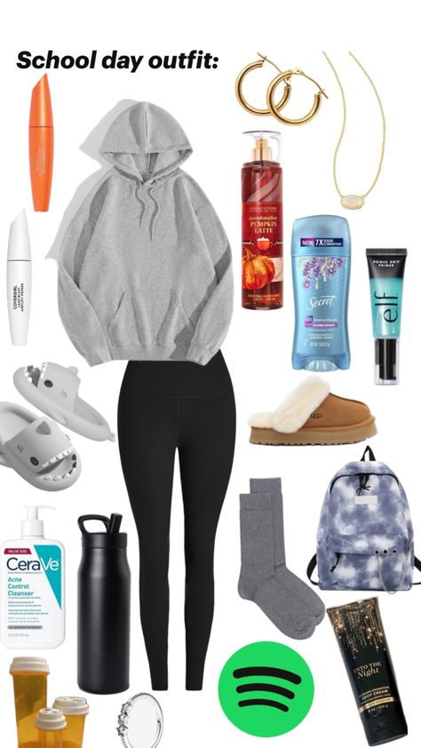 Perfect outfit for school or home to stay cozy and stuff (school sometimes be cold asf) Not Basic School Outfits, Athletic Outfits For School Winter, Outfit Ideas Cold Weather School, Pj Outfits For School, Dress Down Day School Outfit, School Fits Middle School, Pj Outfit For School, Warm Outfits For School, School Gym Outfits