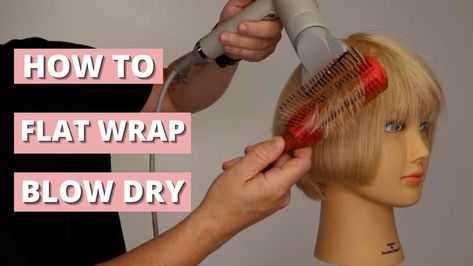 Learn how to flat wrap blow dry. A step by step detailed guide to blow drying a bob haircut with a classic flat wrap blow dry technique. If you struggle to flat wrap dry this tutorialis for you. How To Blow Dry A Bob Haircut, Blow Dry Tutorial, A Bob Haircut, Bowl Haircuts, French Bob, Choppy Bob, A Bob, Side Swept Bangs, Bob Haircut