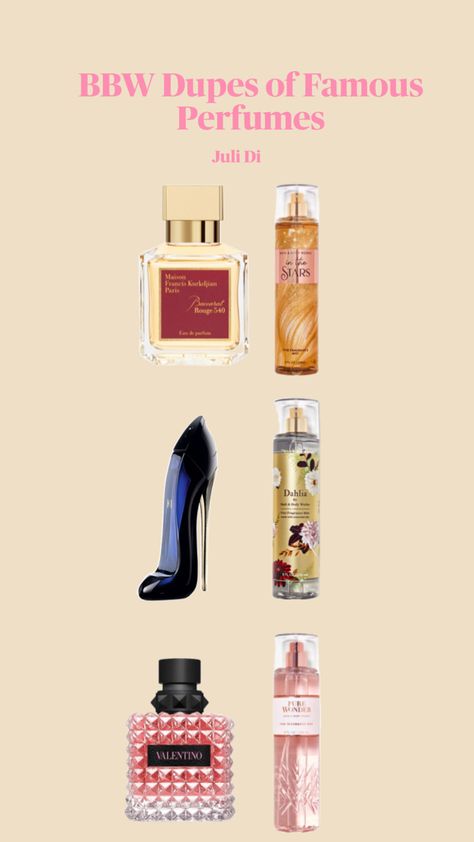 Famous perfumes dupes from Bath and Body Works Famous Perfumes, Good Girl Perfume, Victoria's Secret Perfume, Bath And Body Perfume, Fragrances Perfume Woman, Body Hygiene, Perfume Collection Fragrance, Bath And Body Works Perfume, Body Smells