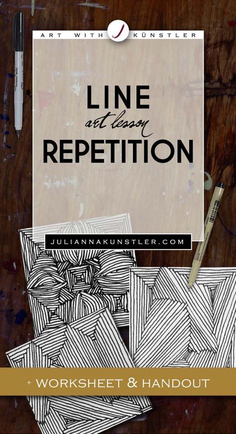 Line Repetition Design. Art lesson. Drawing With Lines, Line Art Projects, Line Art Lesson, Elements Of Art Line, Illusion Of Space, Intro To Art, Classe D'art, High School Art Lesson Plans, High School Art Lessons