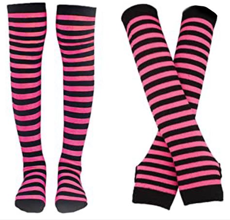 Striped Knee High Socks, Knee High Stockings, Boho Festival Fashion, Knit Gloves, Fingerless Mittens, Thigh High Socks, Long Knit, Striped Socks, Striped Leggings