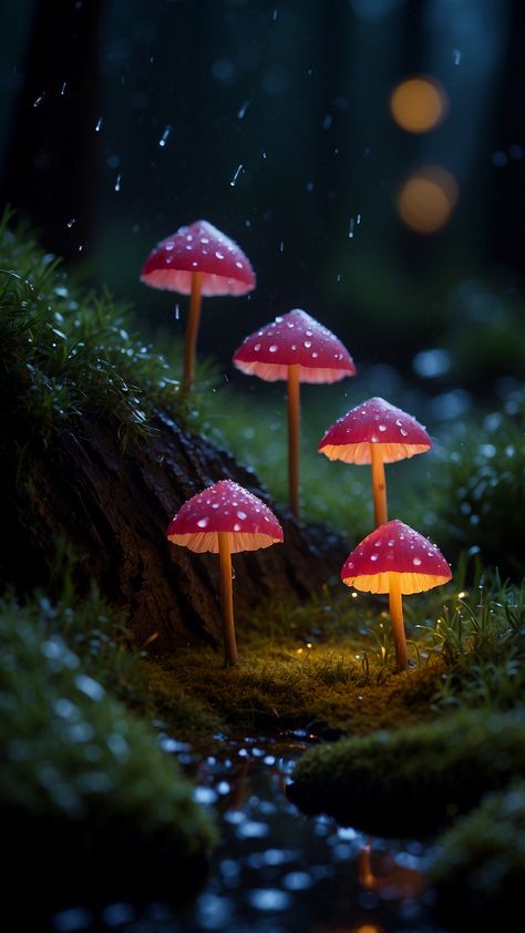 Mushroom in the fantasy forest, glowing mushroom, dark fantasy, in the night Dark Green Mushroom Aesthetic, Champignon Aesthetic, Dark Forest Core, Fantasy Mushroom Forest, Beautiful Fungi, Mushroom Photography, Mushroom Core, Fantasy Mushroom, Cafe Idea