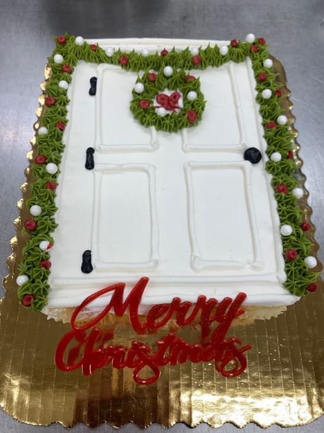 Christmas Sheet Cakes Decorated, Square Christmas Cake Designs, Sheet Cakes Decorated, Christmas Cupcake Cake, Holiday Cake Decorating, Xmas Cakes, Winter Cakes, Christmas Cookie Cake, Christmas Themed Cake