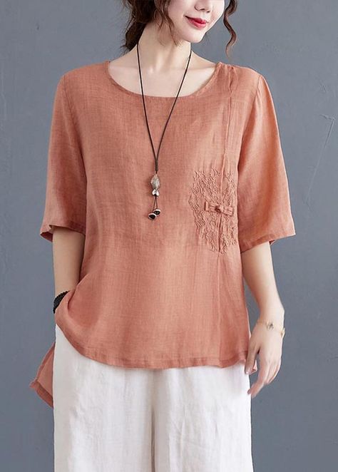 Linen Style Fashion, Stylish Tops For Women, Linen Top Women, Kurta Neck Design, Cotton Kurti Designs, Sequin Crop Top, Fashion Tops Blouse, Casual Shirt Women, Half Sleeve Tops