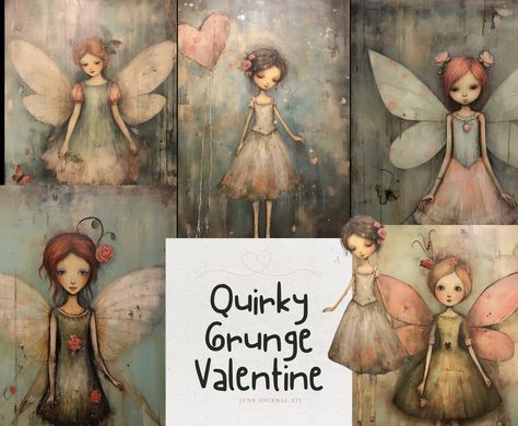 Fairy Printable, Valentine Fairy, Easter Craft Projects, Papercraft Printable, Junk Journal Pages, Atc Cards, Grunge Vibes, Printable Crafts, Journal Kit