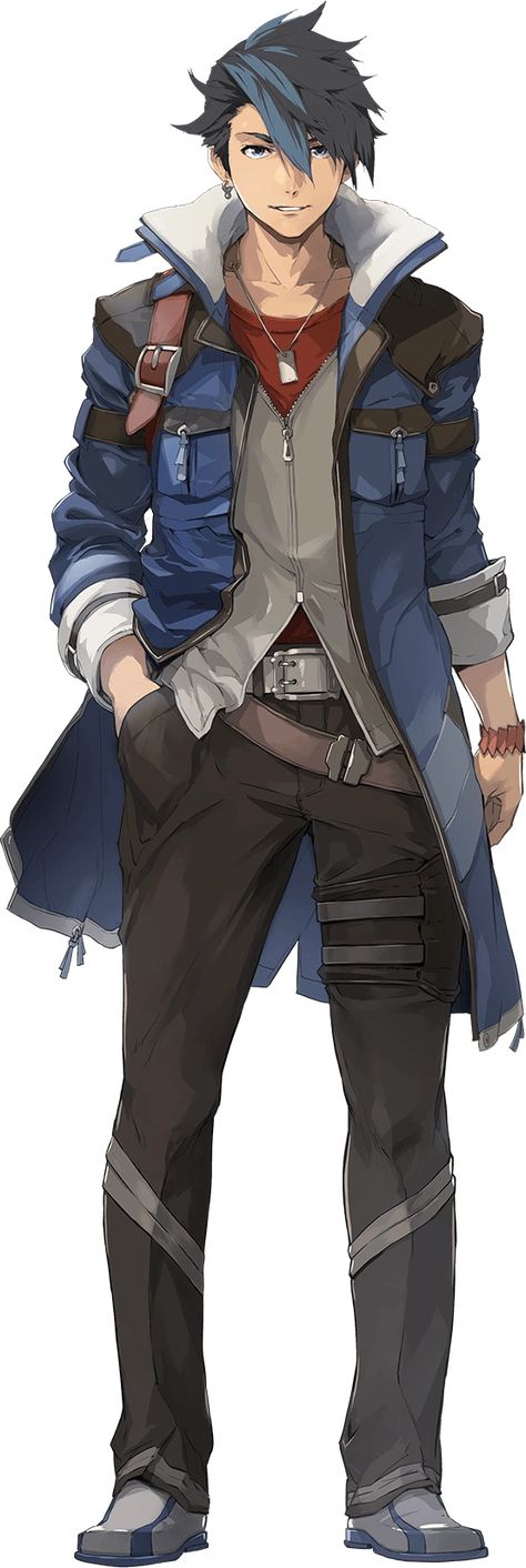 Van Arkride | Kiseki Wiki | Fandom Avatar Character Design Inspiration, Si Fi Character Design Male, Black And Blue Outfit Men, Protagonist Character Design, Pokemon Character Art, Cool Character Design Male, Human Oc Male, Scifi Character Design Male, Adventurer Oc