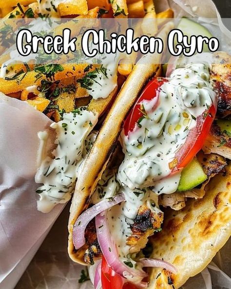 recipes fresh | Greek Chicken Gyros with Homemade Tzatziki Sauce: | Facebook Greek Chicken Gyros, Chicken Gyro Recipe, Chicken Gyro, Tzatziki Sauce Recipe, Greek Gyros, Gyro Recipe, Homemade Tzatziki Sauce, Tzatziki Recipes, Homemade Tzatziki