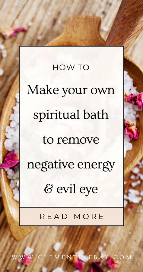 A spiritual bath is a great go-to ritual to include in your spiritual hygiene routine. Click here to learn what exactly a spiritual bath is and read about spiritual bathing throughout history, the element of water in witchcraft and how to make your own energy cleansing bath to remove evil eye and negative energy. I have also included alternative tools and ingredients as well as optional steps! Bath To Remove Toxins, New Moon Bath Ritual Recipe, Bath Magic Spells, What To Add To Bath Water, Bath Cleanse Ritual, Cleansing Bath Ritual Recipe, How To Remove Negative Energy, Spell To Remove Negative Energy, Salt Bath Cleansing