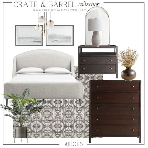 Classy Bedroom Interior, Crate And Barrel Bedroom, Nightstand Dresser, Bed Nightstand, Bed Dresser, Classy Bedroom, Barrel Furniture, Nyc Apartment, Bedroom Interior Design