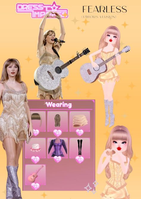 Themes: Famous, Celebrity, Celebrity Look Alike, Favorite Singer, Popstar Tags: Taylor Swift, DTI, Dress To Impress, fearless, the eras tour, tay The Eras Tour Outfit, Taylor Swift Dress, Eras Tour Outfit, Famous Dress, Celebrity Look Alike, Sims House, Celebrity Look, Taylor Alison Swift, Look Alike