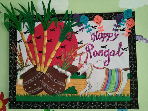 Sankranti Board Decoration Ideas, Board Decoration On Lohri, Sankranti Bulletin Board Ideas, Sankranthi Board Decoration Ideas, Makar Sankranti Chart For School, Pongal Bulletin Board Ideas, Sankranti Decoration At School, Pongal Board Decoration Ideas, Sankranthi Decoration Ideas At School