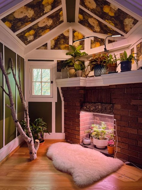 My cozy plant-filled fireplace nook : CozyPlaces Fireplace Nook, Putney Vermont, Cozy Home Office, Home Remodel, Cabin Ideas, Summer Home, Cozy Place, Cabin Homes, Book Nooks