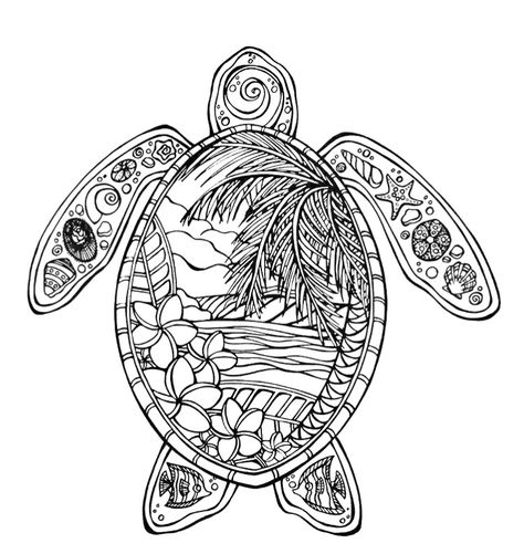 Turtle Turtle Tattoo Designs Drawings, Beach Turtle Tattoo, Sea Turtle Mandala Tattoo, Mandala Turtle Tattoo Design, Hawaiian Sea Turtle Tattoo Design, Sea Turtle Outline, Turtle Mandala Drawing, Sea Turtle Line Drawing, Turtle Colouring