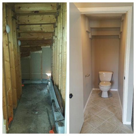 Under Stairs Garage Water Closet Garage Attic, Water Closet, Garage Conversion, Attic Remodel, Under Stairs, Master Bath, Alcove Bathtub, Stairs, Garage