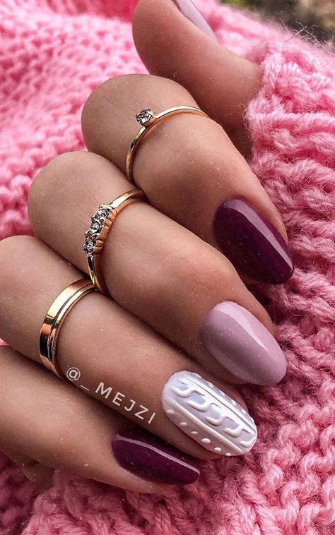 Nails Archives - Page 4 of 110 - Fabmood | Wedding Colors, Wedding Themes, Wedding color palettes Romantic Fall Nails, Autumn Colour Nails, Sweater Nails Fall, Cable Knit Sweater Nails, Fall Sweater Nails, Nail Fall, Dark Nail, Nails Autumn, Themes Wedding