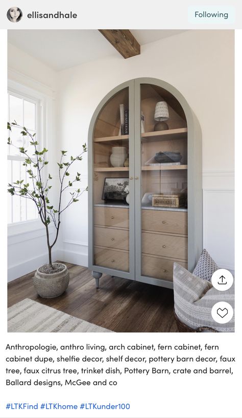 Armoire In Living Room, Arched Armoire, Fern Storage Cabinet, Pottery Barn Decor, Arch Cabinet, Crockery Cabinet, Center Table Living Room, Dining Room Buffet, New Cabinet