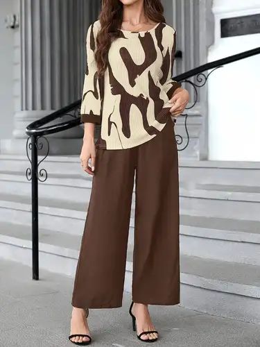 Costum Elegant, High Waisted Pants Outfit, Wide Leg Pant Suit, Black Wide Leg Pants, Top And Pants Set, Pantalon Large, Coffee Brown, Fall Outfits Women, Elegant Outfit