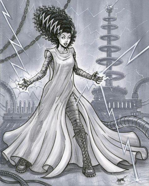 Bride Of Frankenstein Character Design, Frankenstein Bride Art, Bride Of Frankenstein Fanart, Bride Of Frankenstein Dress, Frankenstein Character Design, Bride Of Frankenstein Art, Lady Frankenstein, Frankenstein Cosplay, Monster Reference