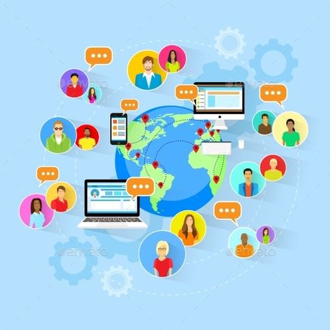 Social Media Global Communication People World Map Concept Vector Illustration Communication Images, Global Communication, Communication Illustration, You Tube Video, Technology Illustration, Peace Poster, Media Communication, Social Communication, World Map Art