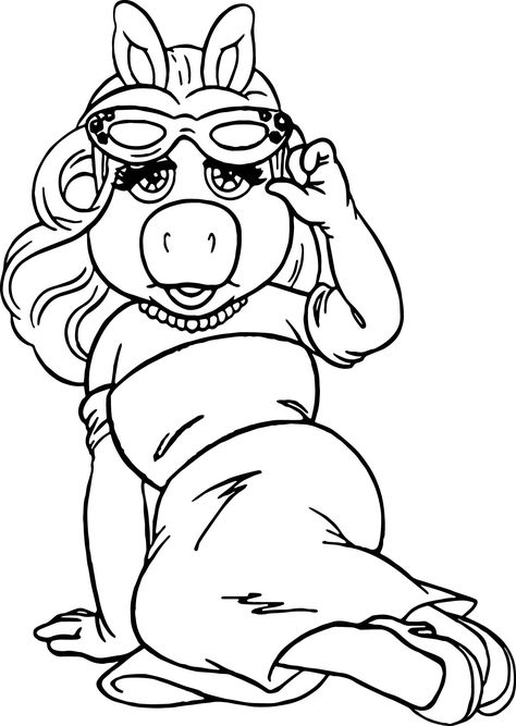 The Muppets Miss Piggy Woman Coloring Pages | Wecoloringpage.com Piggy Coloring Pages, Kermit And Miss Piggy, Miss Fluff, Baby Coloring Pages, Adult Coloring Designs, Muppet Babies, Miss Piggy, Cartoon Coloring Pages, Coloring Pages To Print