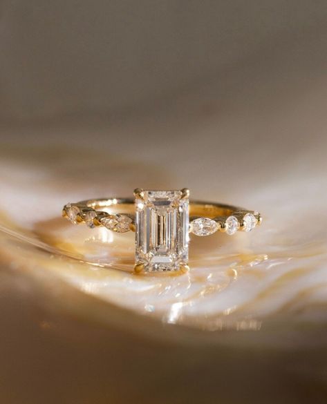 Emerald Cut Moissanite 4 Prong Engagement Proposal Ring Anniversary Gift For Her Silver Wedding Rings Emerald Cut, Emerald Cut Engagement Ring Unique, Vintage Rings Engagement, Emerald Cut Wedding Ring, Wedding Ring Marquise, Emerald Engagement Rings, Gold House, Moissanite Vs Diamond, Ring Rosegold