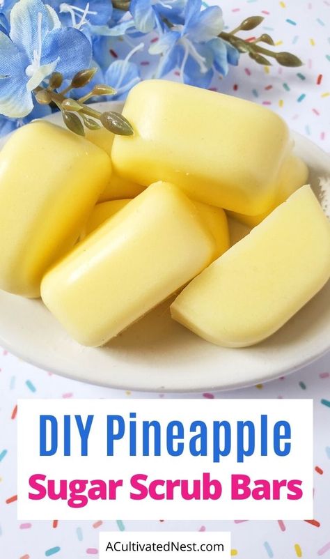 Sugar Scrub Bars Diy, Diy Stuff To Sell Craft Business, Things To Make To Sell, Pineapple Sugar Scrub, Sugar Scrub Bars, Body Scrub Homemade Recipes, Scrub Bars, Salt Scrub Recipe, Diy Scrubs